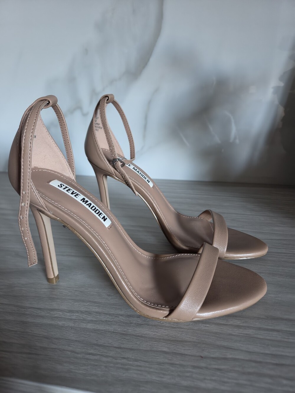 Steve Madden Classic Nude Ankle-Strap High Heel Sandals